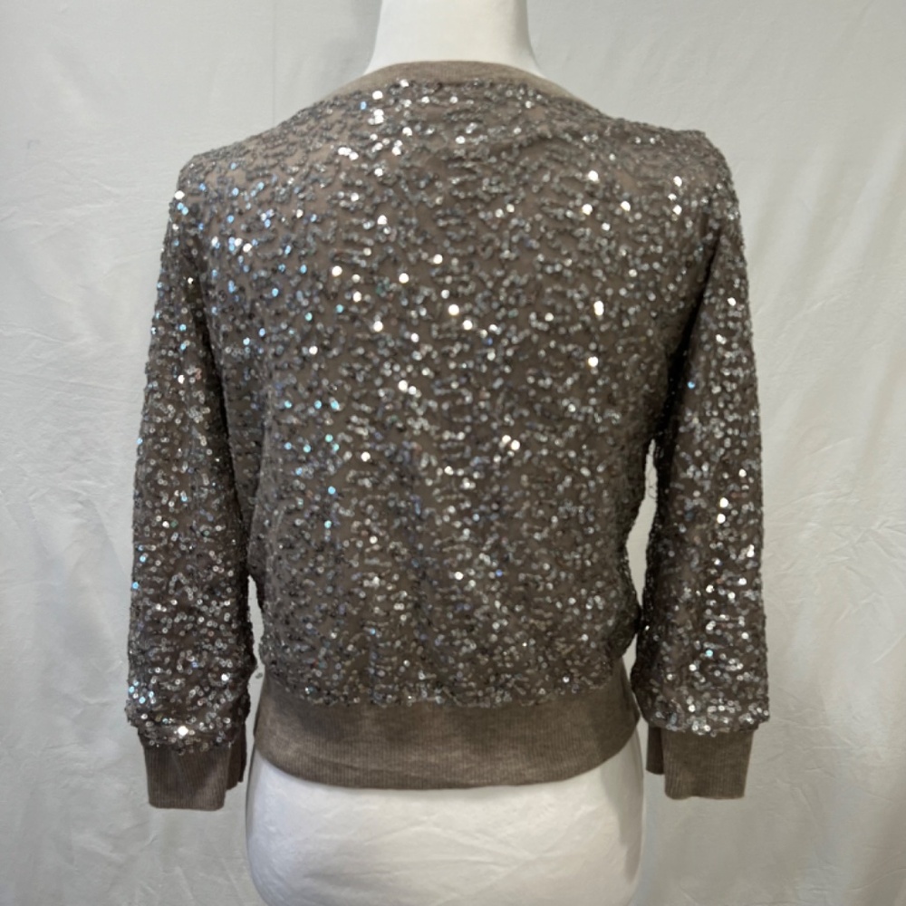 American Eagle Sequined Light Brown Cardigan Size… - image 4